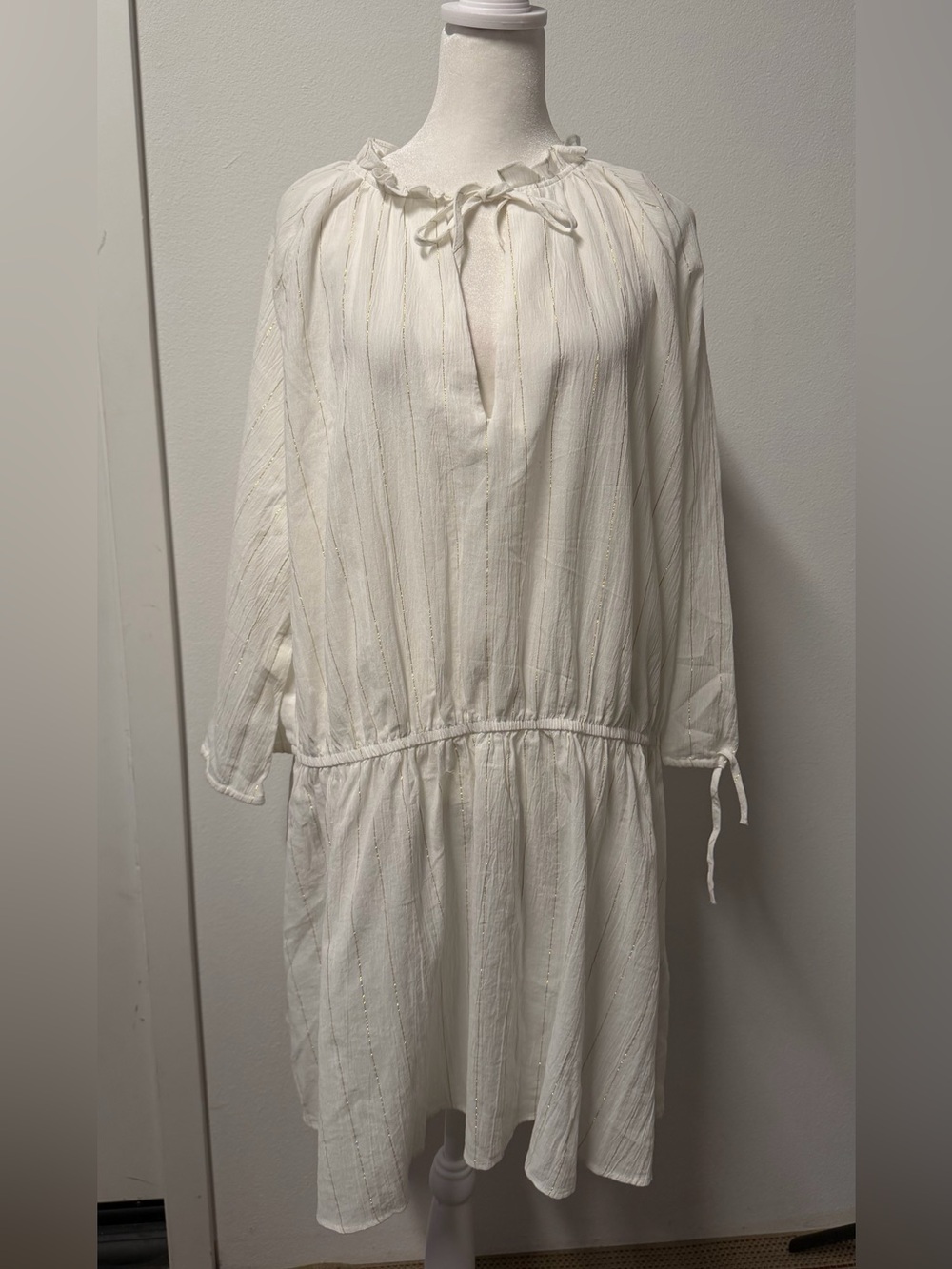 H&M White Gold Stripe Dress
